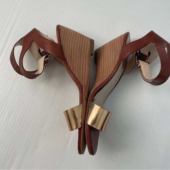 Vince Camuto Winca stacked heel wedge sandals ankle strap size 7 brown - Picture 2 of 8